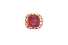 SJ2452 - Sugarloaf Rubellite, Ruby with Diamond Ring Set in 18 Karat Pink Gold Settings