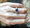 SJ1986 - Round Cut Blue Sapphire with Diamond Ring Set in 18 Karat Gold Settings