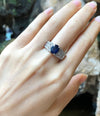 SJ1446 - Blue Sapphire with Diamond Ring Set in 18 Karat White Gold Settings