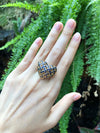 SJ2246 - Blue Sapphire Heart Ring Set in 18 Karat Gold Settings
