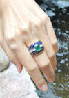 SJ1230 - Emerald with Blue Sapphire with Diamond Ring Set in 18 Karat Gold Settings