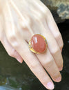 SJ1153 - Moonstone with Brown Diamond Ring Set in 18 Karat Gold Settings