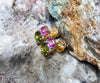 SJ1906 - Pink Sapphire and Peridot with Diamond Earrings Set in 18 Karat Gold Settings