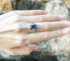 SJ1290 - Blue Sapphire with Diamond Ring Set in 18 Karat White Gold Settings