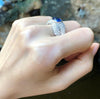 SJ1591 - Blue Sapphire with Diamond Ring Set in 18 Karat White Gold Settings