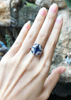 SJ6091 - Blue Sapphire with Diamond Ring Set in 18 Karat White Gold Settings