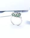 SJ1167 - Blue Sapphire with Emerald and Diamond Ring Set in 18 Karat White Gold Settings
