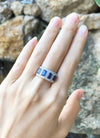 SJ2248 - Blue Sapphire with Diamond Ring Set in 18 Karat White Gold Settings
