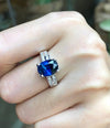 SJ1360 - Blue Sapphire with Diamond Ring Set in 18 Karat White Gold Settings