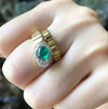 JRB8566 - Cabochon Emerald & Diamond Serpent Ring Set in 18 Karat Gold Setting