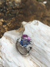SJ1435 - Blue Sapphire and Pink Sapphire with Diamond Ring Set in 18 Karat White Gold