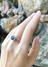 SJ2905 - Blue Sapphire, Pink Sapphire and Diamond Engagement Ring Set in 18K White Gold