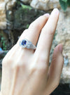 SJ1212 - Blue Sapphire with Diamond Ring Set in 18 Karat White Gold Settings