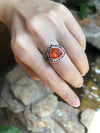 SJ6176 - Fire Opal with Orange Sapphire and Diamond Ring in 18 Karat White Gold Settings