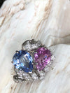 SJ1435 - Blue Sapphire and Pink Sapphire with Diamond Ring Set in 18 Karat White Gold