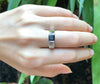 SJ1933 - Black Sapphire Ring Set in 18 Karat White Gold Settings