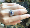 SJ1809 - Heart Shape Blue Sapphire with Diamond Ring Set in 18 Karat White Gold Settings