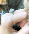 SJ1167 - Blue Sapphire with Emerald and Diamond Ring Set in 18 Karat White Gold Settings