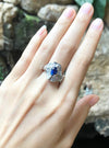 SJ1166 - Blue Sapphire with Diamond Ring Set in Platinum 900 Settings