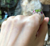 SJ6145 - Peridot with Ruby and Diamond Ring Set in 18 Karat White Gold Settings
