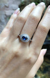 SJ1952 - Blue Sapphire with Diamond Ring Set in 18 Karat White Gold Settings
