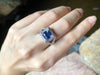 SJ1469 - Blue Sapphire with Diamond Ring Set in 18 Karat White Gold Settings