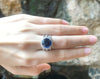 SJ2469 - GIA Certified 6cts Round Blue Sapphire with Diamond Ring in 18K White Gold