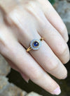 SJ6175 - Cabochon Blue Sapphire with Diamond Ring Set in 18 Karat Gold Settings