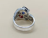 SJ1886 - GIA Certified Heart Shape Burmese Ruby, Sapphire with Diamond Ring in Platinum