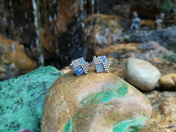 JE0363S - Blue Sapphire & Brown Diamond Earrings Set in 18 Karat White Gold Setting