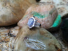 SJ1855 - Blue Star Sapphire with Diamond and Black Diamond Ring in 18 Karat White Gold