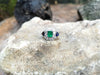 SJ2048 - Emerald with Blue Sapphire and Diamond Ring Set in Platinum 900 Settings