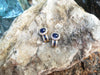 SJ2156 - Cabochon Blue Sapphire with Diamond and Blue Sapphire Earrings in 18 Karat Gold