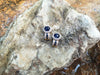 SJ2156 - Cabochon Blue Sapphire with Diamond and Blue Sapphire Earrings in 18 Karat Gold