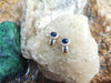 SJ2156 - Cabochon Blue Sapphire with Diamond and Blue Sapphire Earrings in 18 Karat Gold