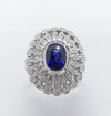 SJ6080 - Blue Sapphire with Diamond Ring Set in 18 Karat White Gold Settings