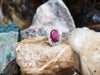 SJ6233 - Cabochon Ruby with Diamond Ring Set in 18 Karat White Gold Settings