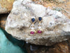 SJ1746 - Cabochon Blue Sapphire, Cabochon Ruby with Diamond Earrings Set in 18 Karat Gold