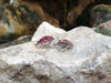 SJ2110 - Cabochon Ruby with Tsavorite, Ruby and Diamond Earrings in 18 Karat White Gold