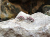 SJ2110 - Cabochon Ruby with Tsavorite, Ruby and Diamond Earrings in 18 Karat White Gold