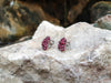 SJ2110 - Cabochon Ruby with Tsavorite, Ruby and Diamond Earrings in 18 Karat White Gold