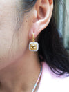 SJ6195 - Yellow Sapphire with Diamond Earrings Set in 18 Karat White Gold Settings