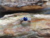 SJ6130 - Round Blue Sapphire with Diamond Ring Set in Platinum 950 Settings