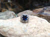 SJ1866 - Blue Sapphire with Diamond Ring Set in 18 Karat White Gold Settings