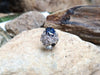 SJ1866 - Blue Sapphire with Diamond Ring Set in 18 Karat White Gold Settings