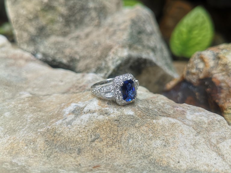 SJ6150 - GIA Certified 1.83 Cts Blue Sapphire with Diamond Ring Set in Platinum 950