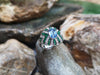 SJ6095 - Blue Sapphire with Emerald and Diamond Ring Set in 18 Karat White Gold Settings