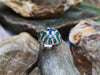 SJ6095 - Blue Sapphire with Emerald and Diamond Ring Set in 18 Karat White Gold Settings