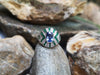 SJ6095 - Blue Sapphire with Emerald and Diamond Ring Set in 18 Karat White Gold Settings