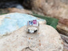 SJ2174 - Blue Sapphire, Pink Sapphire with Diamond Ring in 18 Karat White Gold Settings